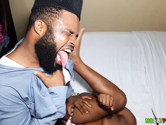 Amateur dark-hued Nigerian honey gets her puss wrecked by a huge dark-hued bone
