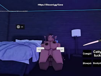 Roblox Trampy Black-haired Rails Giant Ebony COCK with Her Immense Ass & Milk cans