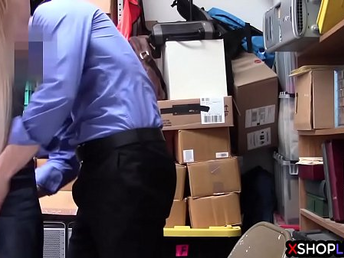 Blonde teenager thief suspected and plumbed by a security stud