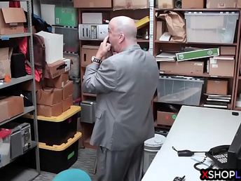 Petite teenie thief spilled and fucked by a security guard