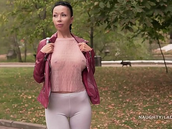 Skinny white tight leggings and sheer blouse&hellip; Did you check out my cameltoe ;)?