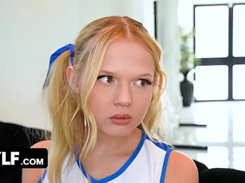 Tiny Cheerleader Coco Lovelock Has Secret All girl Kick on Her Cougar Coach