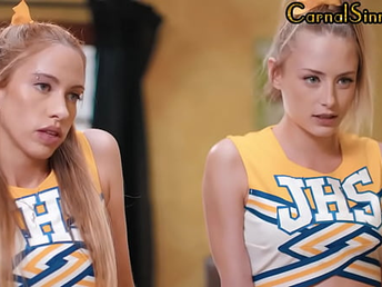 Ass fucking cheerleader babes 3some fucked in A2m Ass fucking action