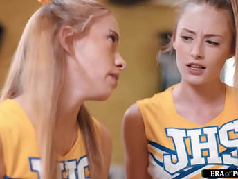 Coach anal fucks 2 petite cheerleaders