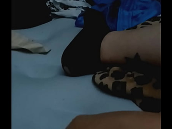 Stroking massive shaft to release the stresses of the day.