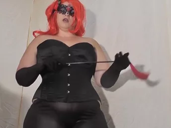 Nasty breezy wearing spandex costume and ready to abuse her slave harsh